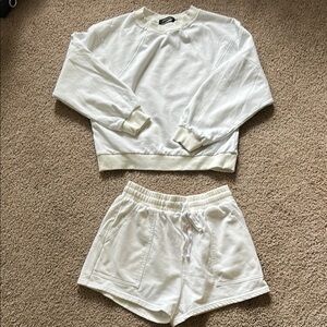 White Sweatshirt and Shorts Set